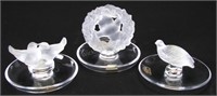 Three Lalique Crystal Ring Dishes