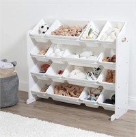 Toy Organizer, 16 Storage Bins, White/White
