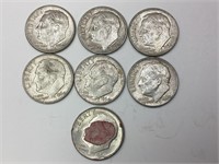 7- 1964D US Silver Dimes