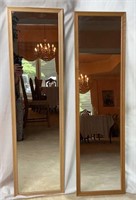 2 Full Body Floor Mirrors W/ Wooden Trim