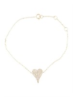 14k Gold Round .53ct Diamond Heart Bracelet