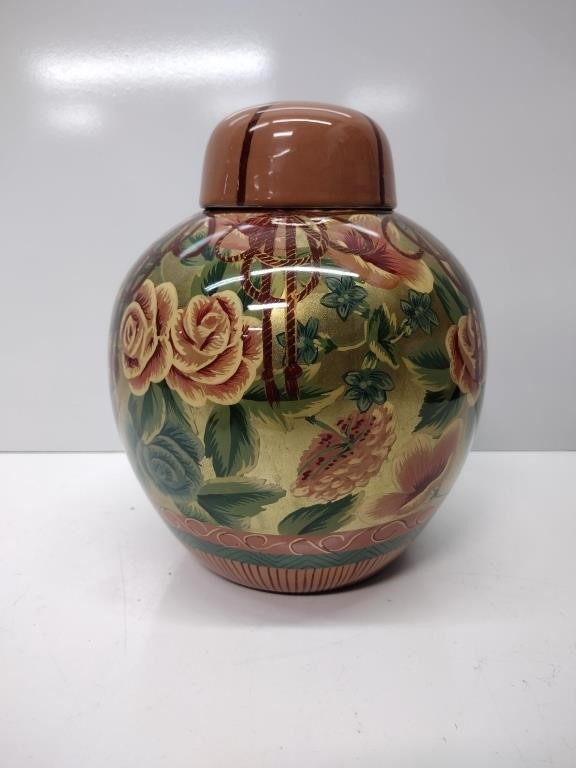 Hand Painted Ceramic Ginger Jar