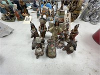 Small 13 pc Native American Nativity Set