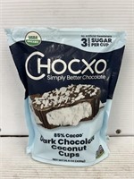 Chocxo dark chocolate coconut cups best by Dec