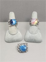 Three Fashion/ Costume "Claw" Rings Size 8