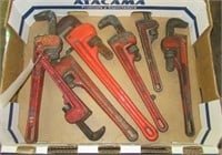 (7) Pipe wrenches includes (2) Ridgid.