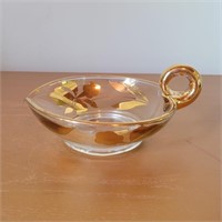 Vtg Clear Gold Leaf Glass Candy Dish 6½" x 5½"