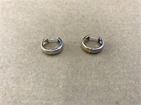 18K Gold 2-Tone Huggy Pierced Earrings
