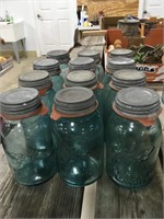 12 Blue Quart Ball Jars