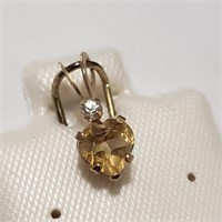 10K  Citrine(0.73ct) White Sapphire Pendant