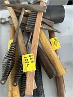10 HAMMERS, WIRE BRUSHES, ETC.