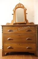 Antique 3 Drawer Dresser with Swing Mirror