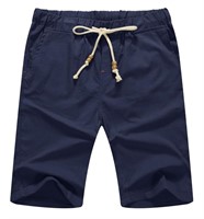 R3677  JWD Menâ€™s Linen Beach Shorts, XL Navy Blu