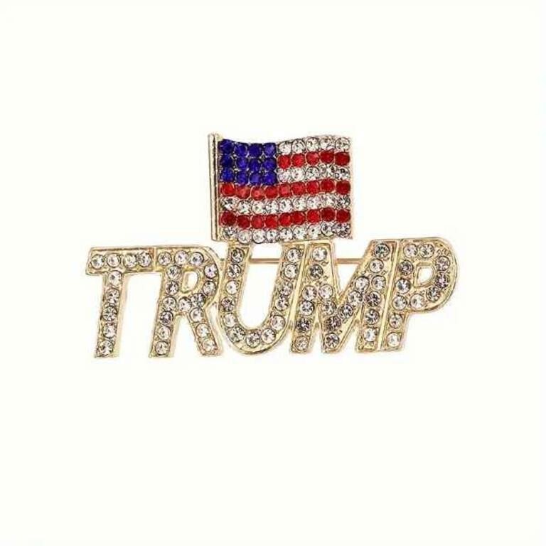 TRUMP American Flag Rhinestones Alloy Brooch