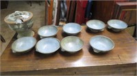 10PC HANDMADE POTTERY SOUP TUREEN, LADLE AND