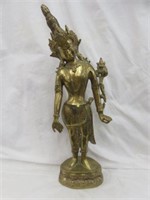 METAL ORIENTAL STATUE 16.5"T