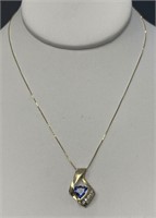 14 KT Tanzanite and Diamond Necklace