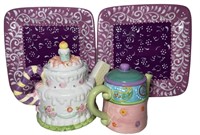 Ceramic Teapots and Dessert Plates