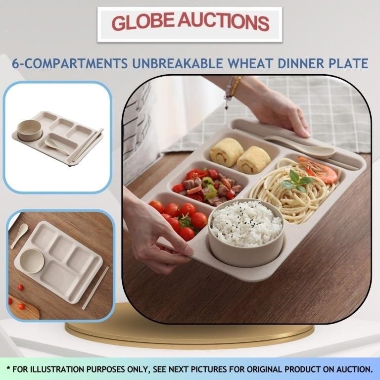 6-COMPARTMENTS UNBREAKABLE WHEAT DINNER PLATE