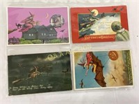(4) 1920'S HALLOWEEN POSTCARDS W/ WITCHES