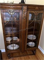 Vintage Solid Wood Glass China Cupboard Hutch