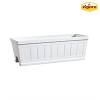 28 in. Eden Medium White Resin Window Box Rail Pla