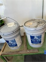 2 buckets of paint (white and grey)