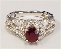 Platinum GIA certified unheated Ruby ring sz 6.5