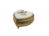 Vintage Engraved Floral & Bird Tin Box P2979