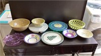Deviled egg tray w/lid, Christmas plate, assorted