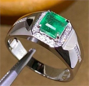 1.24 ct natural emerald ring in 18K gold