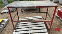 Metal Shop Table on Wheels