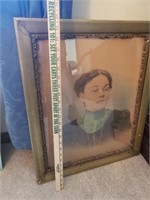 Vintage Framed Woman Picture Decor