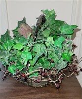 Metal basket with faux plant
