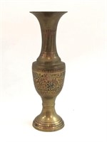 Brass Vase with Hand Etching