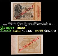 1922/1923 Weimar Germany 1 Milliarde Marks on 1000