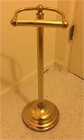 Bathroom Brass Tone Metal Toilet Paper Stand, 21"H