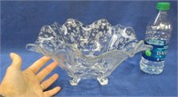 beautiful cambridge etched glass ruffled bowl
