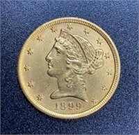 1899 Liberty Head Variety 2 $5 Gold Coin