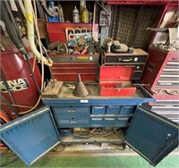 Blue Metal Storage Cabinet & Miscellaneous