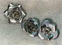 1950s Sarah Coventry Silver Tone Crystal Flower