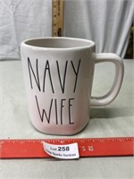 Rae Dunn Coffee Mug "NAVY WIFE"