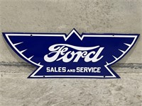 FORD SALES & SERVICE Enamel Wings Sign - 585 x