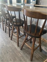 4 solid wood vinyl seat vintage barstools