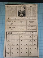 1941 Unadilla Methodist Church calendar