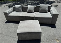 3 Seater Gray Sofa with Ottoman