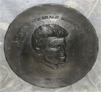 Vintage Pewter Jon F Kennedy Commemorative Wall