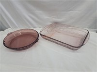 Pair of Cranberry Baking Dishes Pyrex