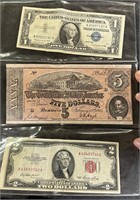 1957 Silver Certificate, 1953 Red Seal $2 Note and
