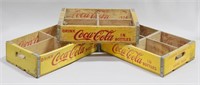 COCA-COLA YELLOW WOODEN CARRIER TRAYS (3)